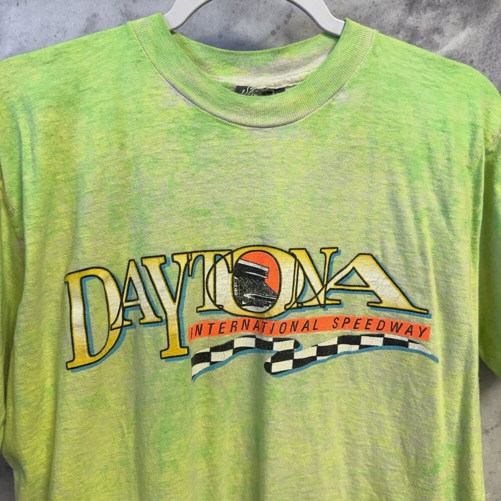 Vintage 90s Daytona International Speedway T Shirt Mens Large 20.5x26.5 Green